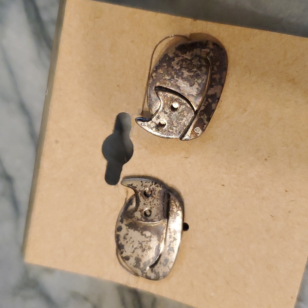 Vintage sterling handmade cats earrings post pre-owned